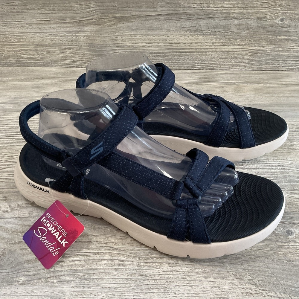 Skechers GO Walk Flex Sublime 141451 Womens 11 Blue Ankle Strap Sandals NEW